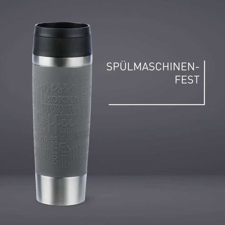 Emsa N20223 Travel Mug Classic Isolierbecher 0,5 Liter | neuer Komfort-Schraubverschluss | Edelstahl