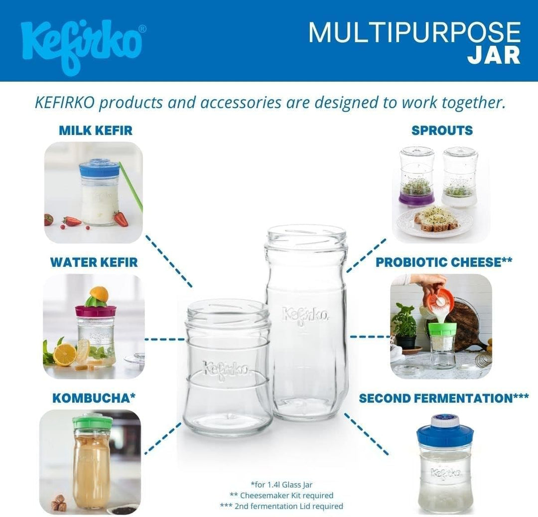 Kefirko Fermentations Set | Milch- und Wasserkefir selber herstellen - 1,4L (Rosa), Rosa