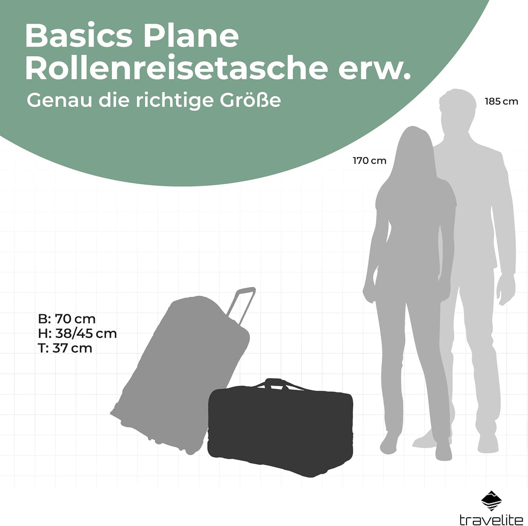 Travelite Trolley Reisetasche mit Rollen aus wasserabweisendem Material, Basics Weichgepäck Rolltasc