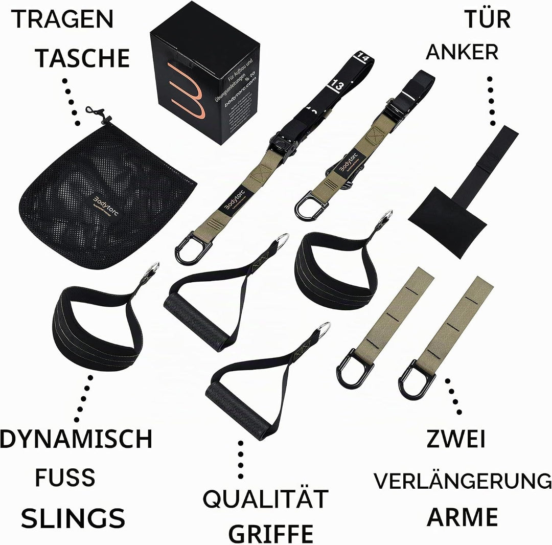 Suspension Trainer, Bodyweight Training Straps for Full Body Workouts at Home, Includes Door Anker,