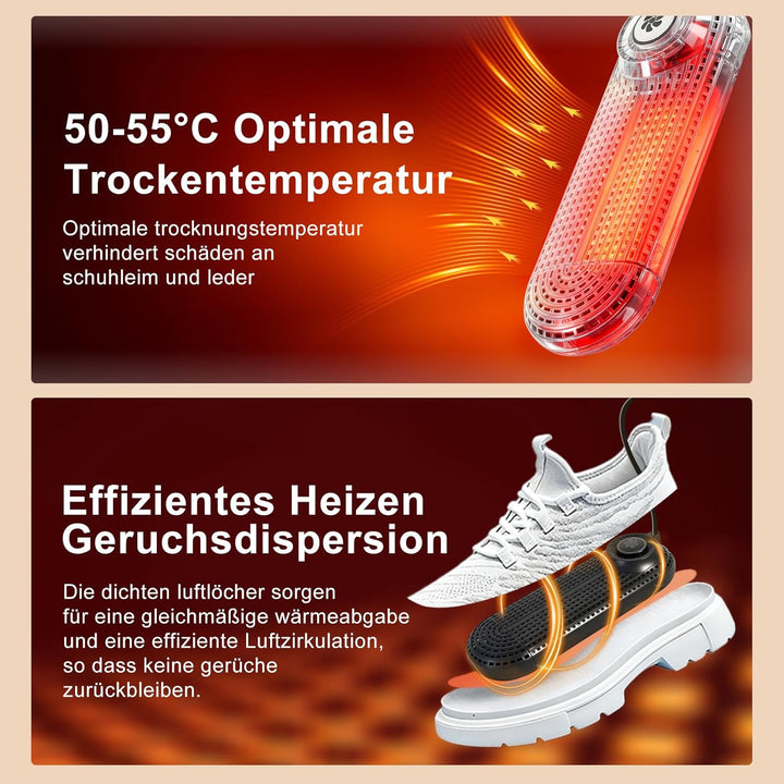 Schuhtrockner Elektrisch, Stiefeltrockner Schuh Stiefelwärmer mit Timer, Einziehbare Länge, Eingebau