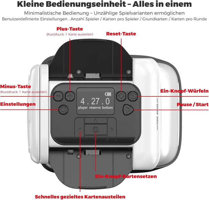 Automatischer Kartengeber &amp; Kartenmischer mit 360° Drehfunktion, anpassbarer Kartenzuteilung für bel