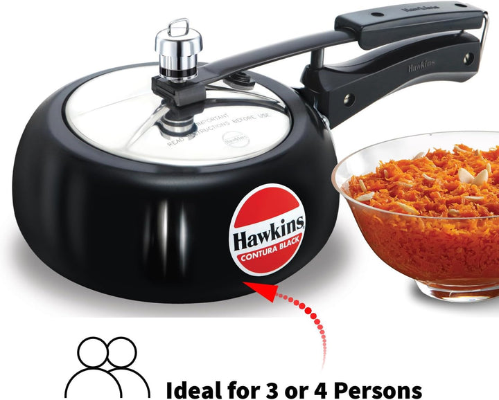 Hawkins CB20 Schnellkochtopf harteloxiert, 2 Liter, Contura Schwarz 2-Liter, 2-Liter