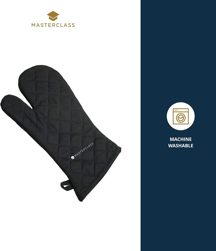 MasterClass Deluxe Professional Schwarzer Handschuh für einen Backofen, Schwarz Ofenhandschuh, Ofenh