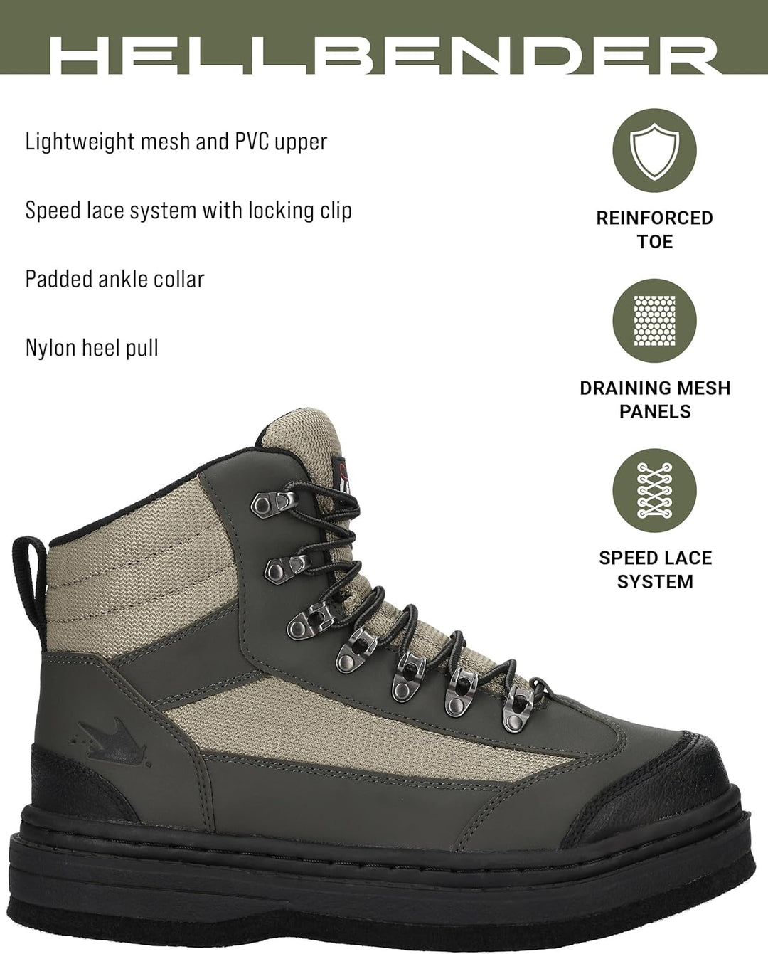 frogg toggs Hellbender Watstiefel Herren Hellbender Watstiefel 7 Grün Silber Schwarz