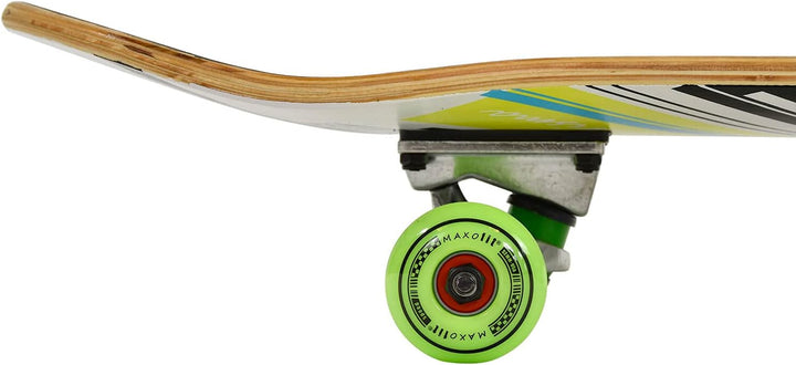 MAXOfit Skateboard Ahorn 31 Zoll mit verschiedenen Designs und hochwertigen Aluminium Achsen, ABEC 7