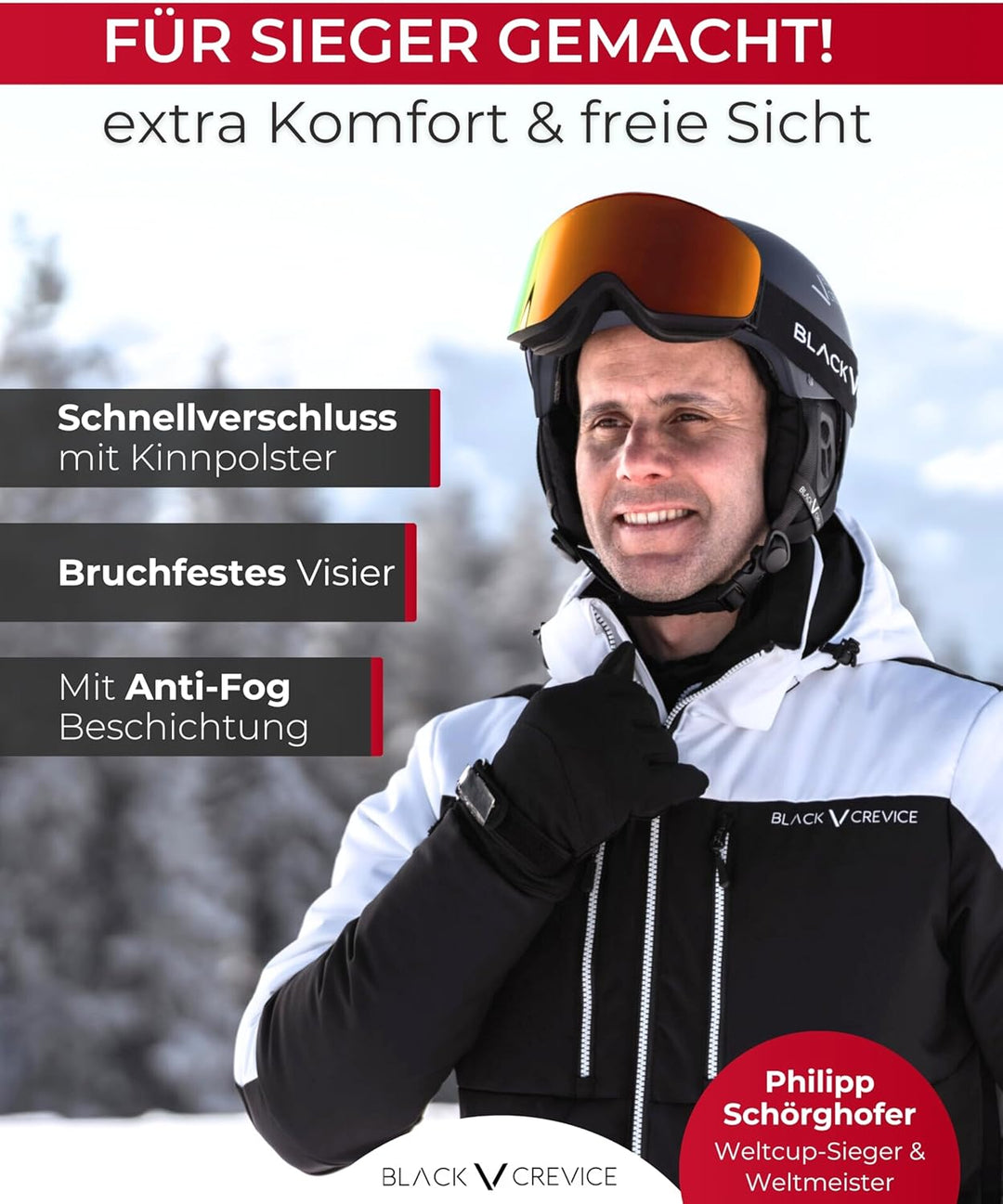 Black Crevice Skihelm Arlberg mit 2 Visier S (51-54) Weiss, S (51-54) Weiss