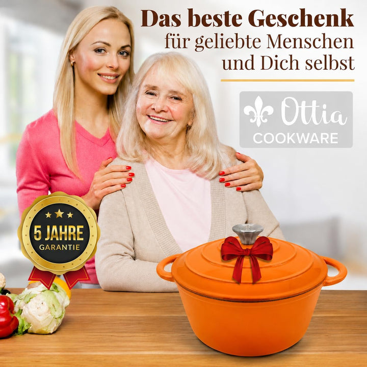 Ottia Gusseisen Topf [inkl. eBook] – Emaille Topf 26cm - Dutch Oven, Brotbackform, Brotbacktopf, Sch