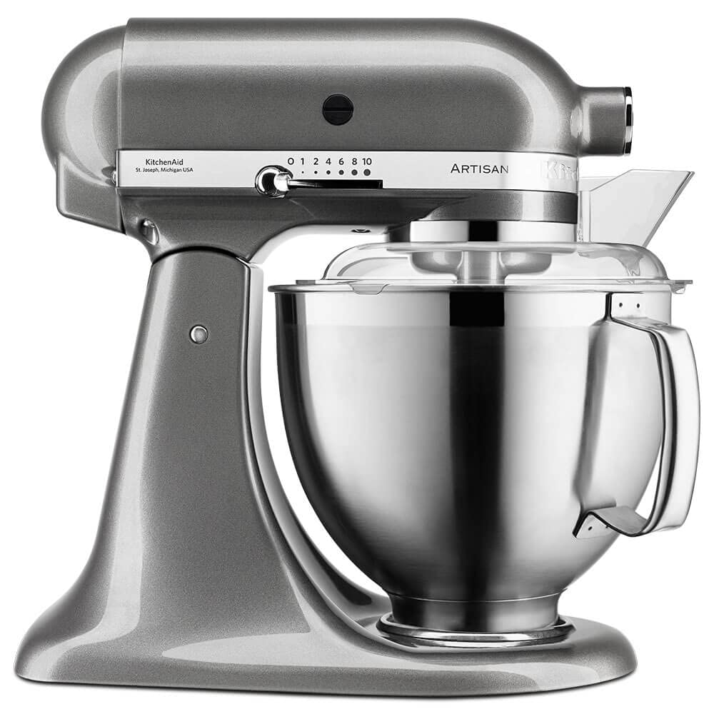 Kitchenaid 5KSM185PSEMS 4,8l Küchenmaschine, grau Medaillon Silber, Medaillon Silber