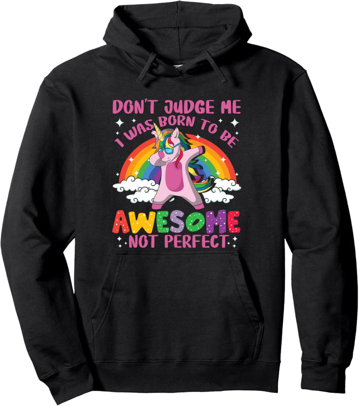 I Was Born To Be Awesome - Dabbing Unicorn Spruch Pullover Hoodie