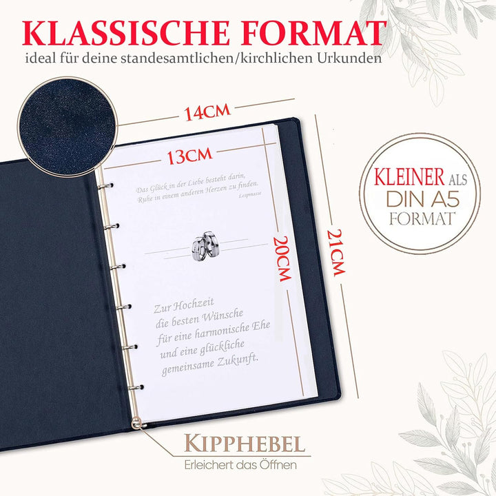 Stammbuchverlag Stammbuch Herzen, dunkelblau, Velours, Herzprägung Gold, Stammbuchformat