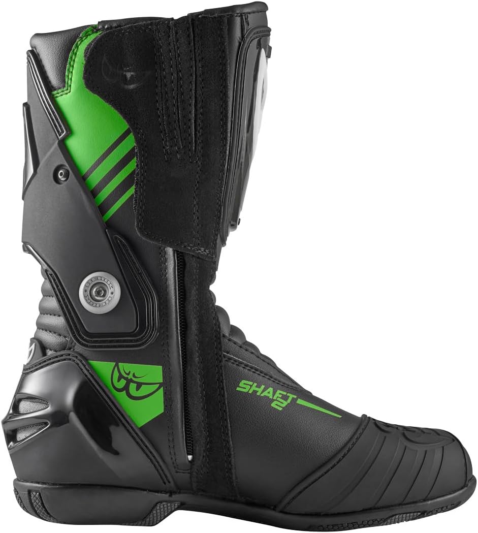 Berik Shaft 3.0 Motorradstiefel, schwarz/grün, 39 Schwarz Grün 39 EU, Schwarz Grün 39 EU