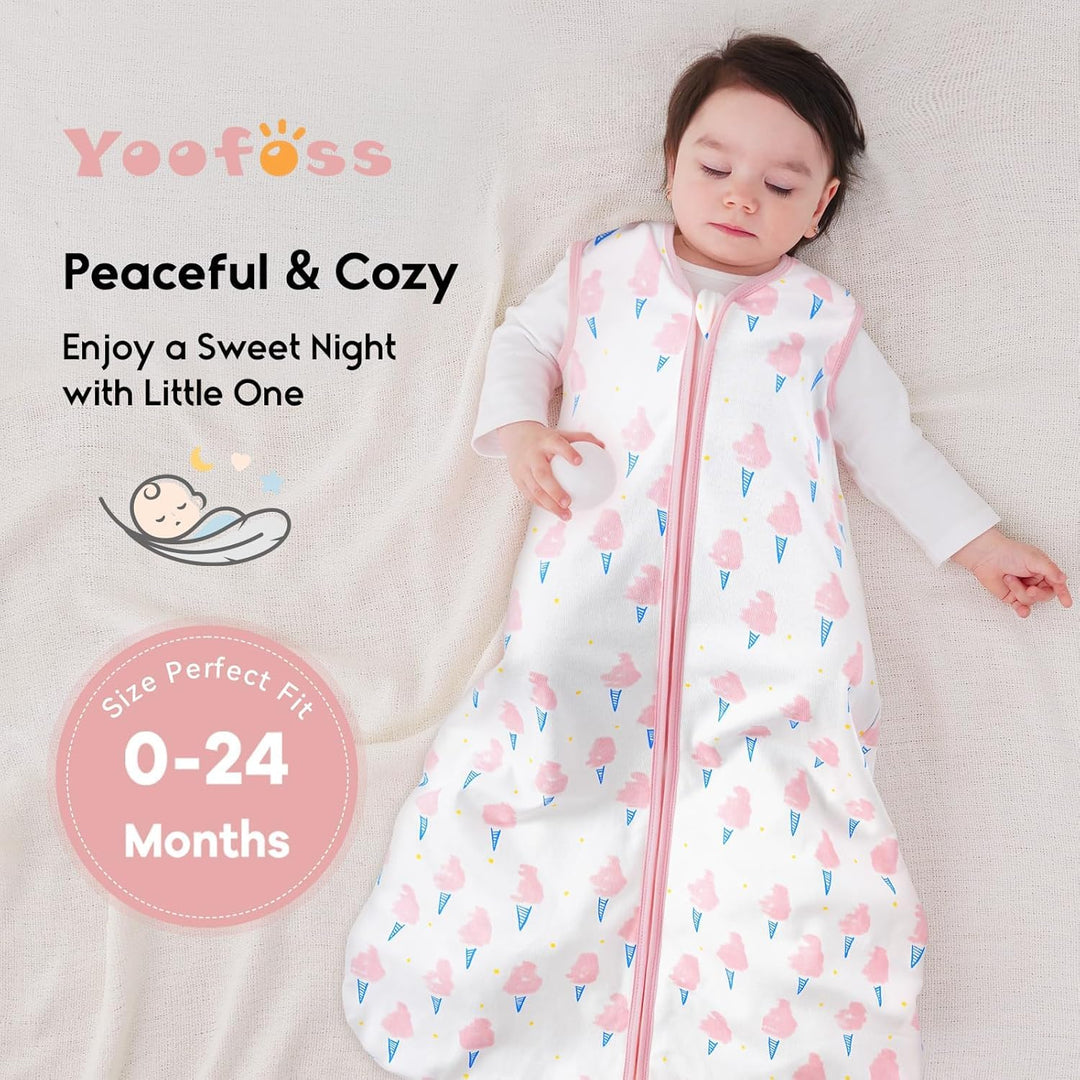 Yoofoss Schlafsack Baby Sommer 0.5 Tog - 3er Pack 67cm/0-6 Monate 100% Baumwolle Sommerschlafsack Ba