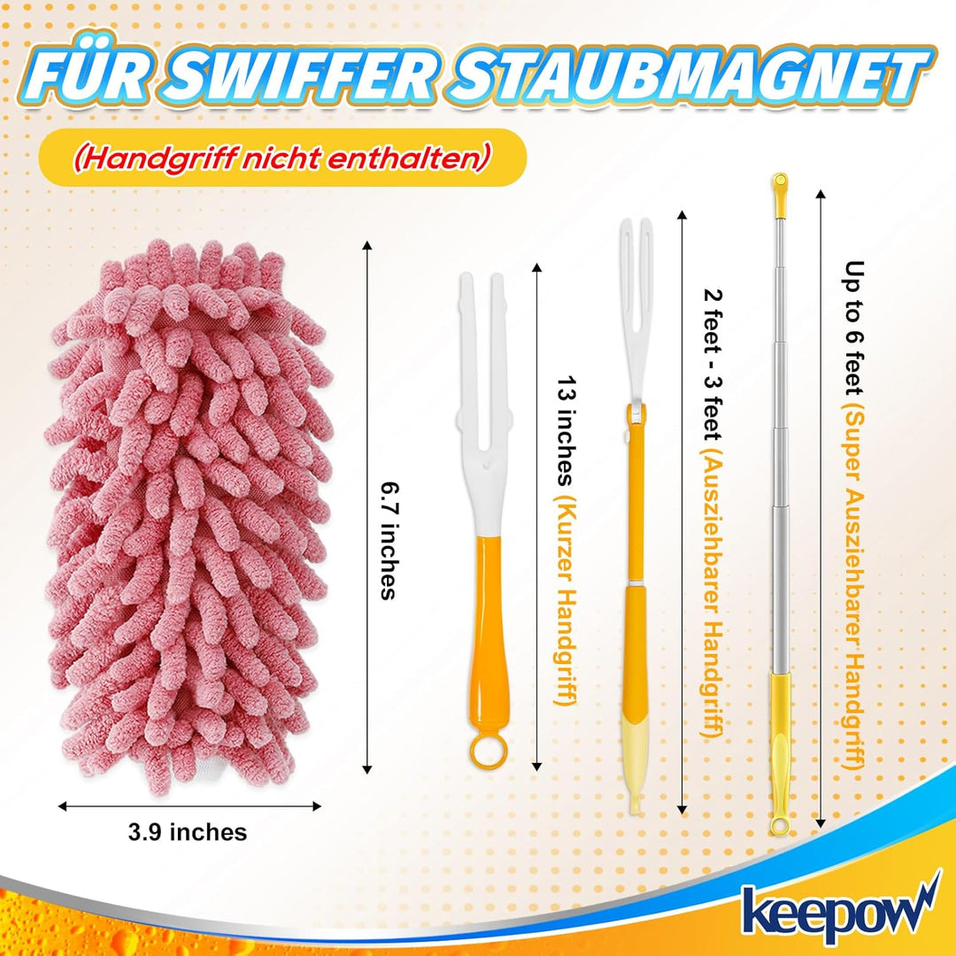 KEEPOW Staubwedel Waschbar für Swiffer Staubmagnet Nachfüllpack, Superabsorbierende Mikrofaser Tüche