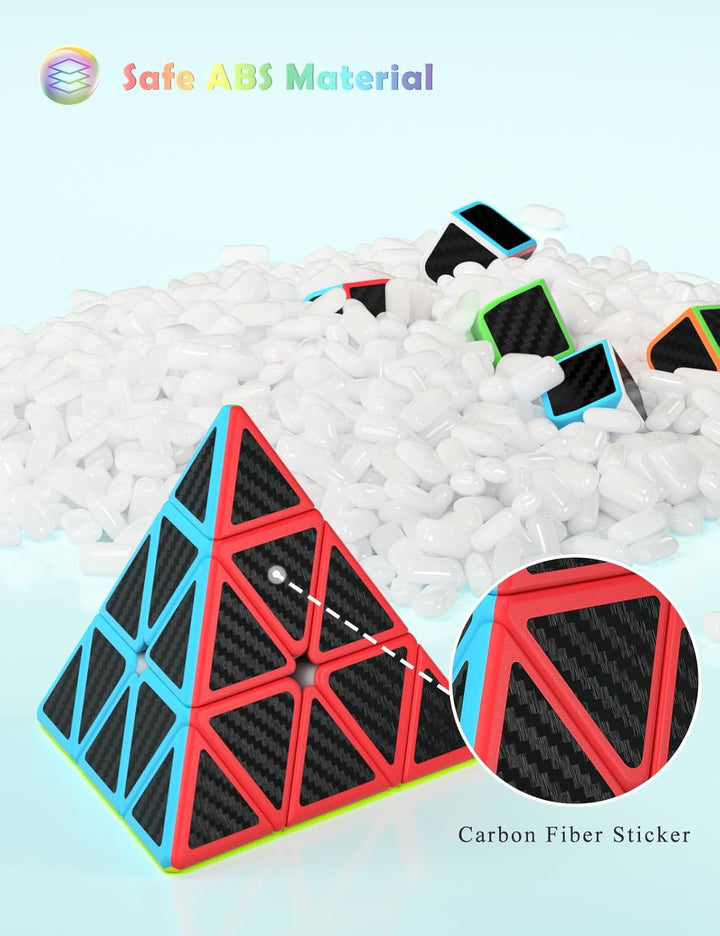 Roxenda Zauberwürfel Set, Original Speed Cube Set mit 2x2 3x3 Pyramide Speedcube, Einfaches Drehen &