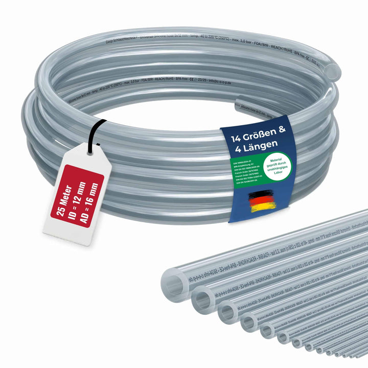 Silikonschlauch 12mm Innen-Ø | 25 Meter | hohe Qualität | lebensmittelecht | geschmacksneutral |-40