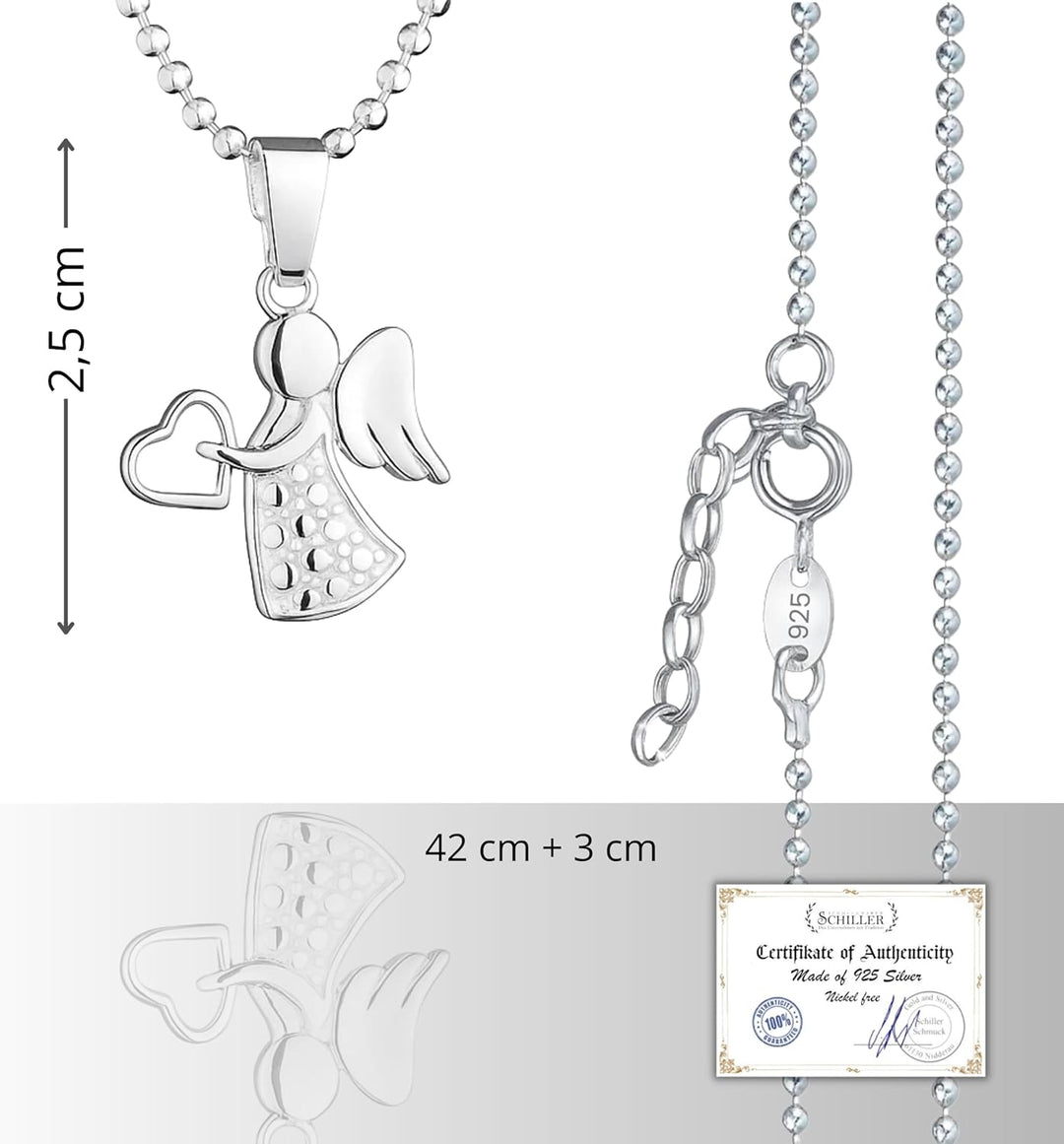 fish Mädchen Silber-Kette 925 Engel-Anhänger mit Schmuck-Etui, Geschenk-Idee 40.0 Zentimeter, 40.0 Z