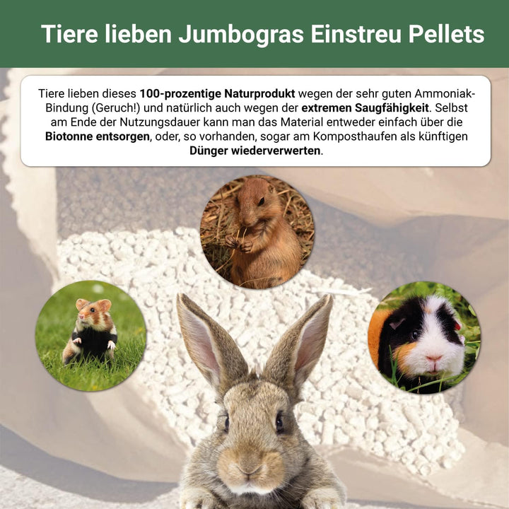Jumbogras Kleintier-Einstreu Pellets aus Miscanthus/Elefantengras für Hasen Kaninchen Maus Vogel Mee