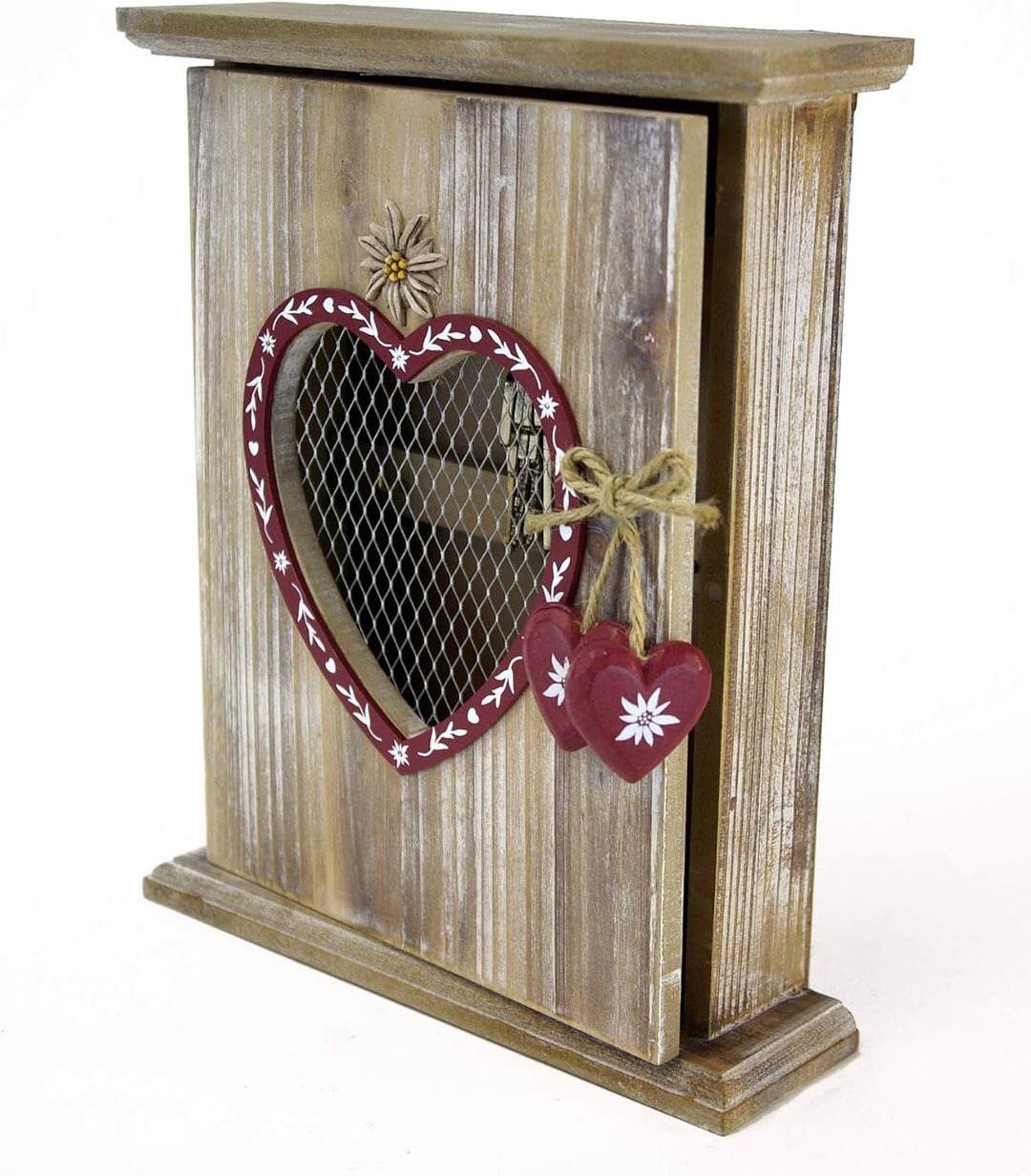 GeKi Trend Schlüsselkasten aus Holz Vintage Wohn-Deko Landhausstil mit Herz 22 cm L x 27 cm