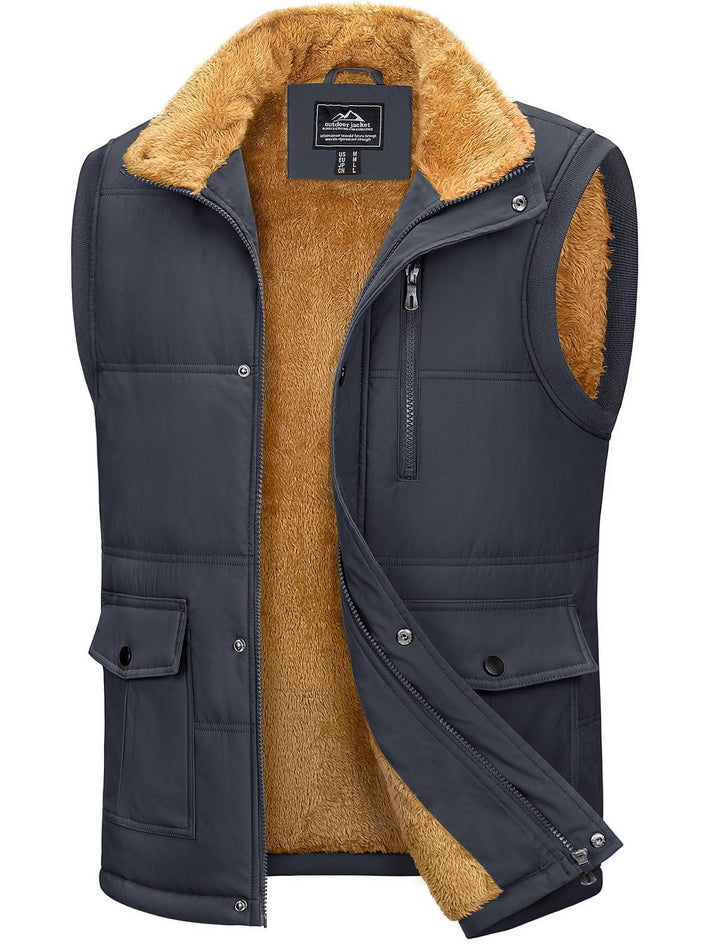 MAGCOMSEN Weste Herren Gefüttert Winterjacke Ärmellos Warme Fleeceweste Freizeit Thermo Übergangswes