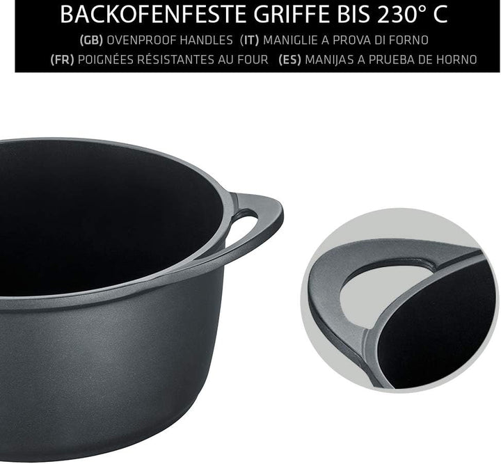Berndes Topf Vienna 20 cm, allherdtauglich, Kochtopf mit 3-lagiger Antihaftversiegelung, Glasdeckel,