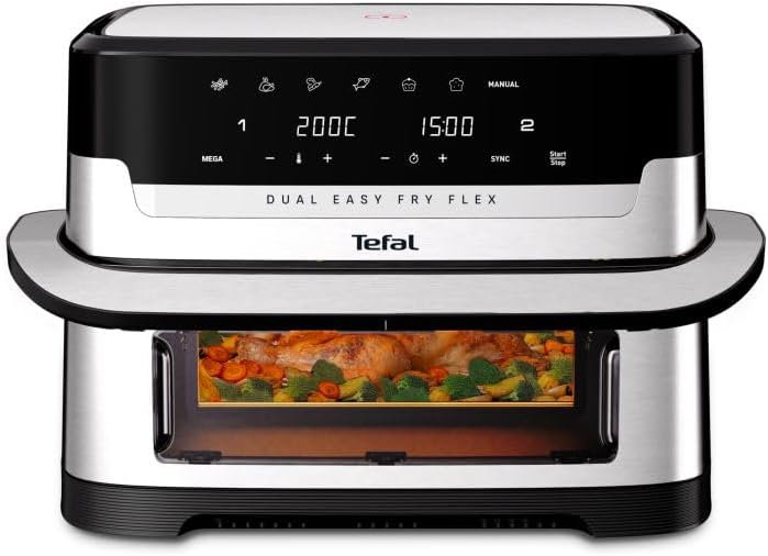 Tefal Dual Easy Fry Flex Heissluftfritteuse 9L – Airfryer mit 2 Kammern &amp; GiantZone, FlexCook-Trennw