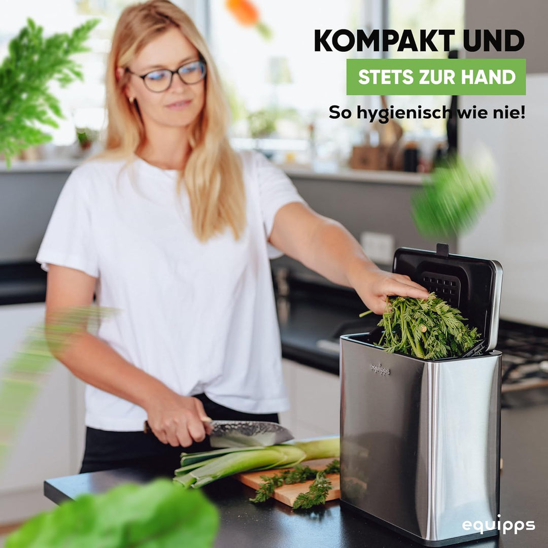 equipps Bio Mülleimer 6L | Komposteimer Küche für Bio Müll & Co | Mülleimer mit Geruchsfilter | Komp