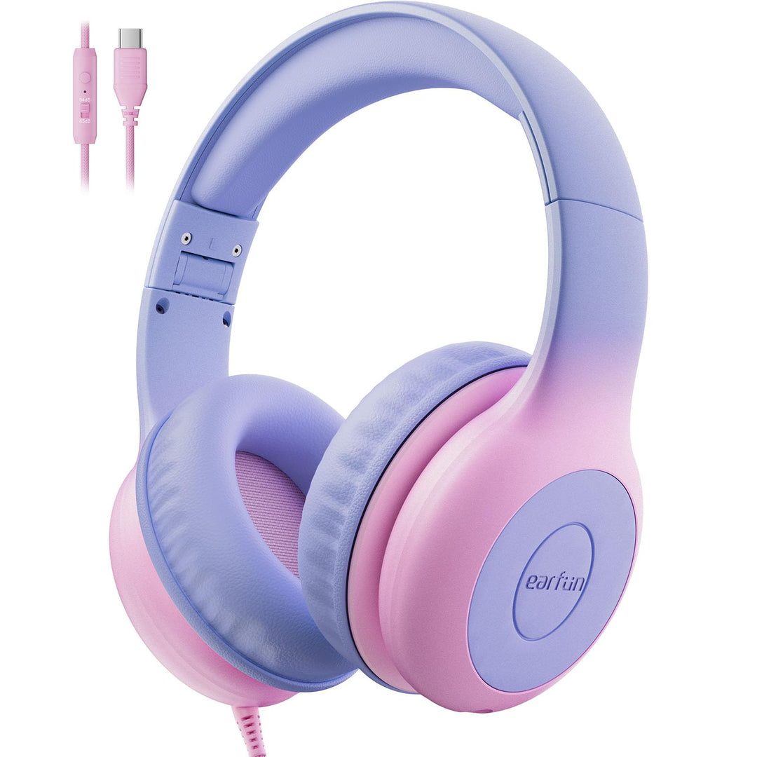 EarFun Kinder Kopfhörer, Kopfhörer Kinder mit USB-C Kabel, 85/94dB Lautstärkenbegrenzer, Faltbare, E