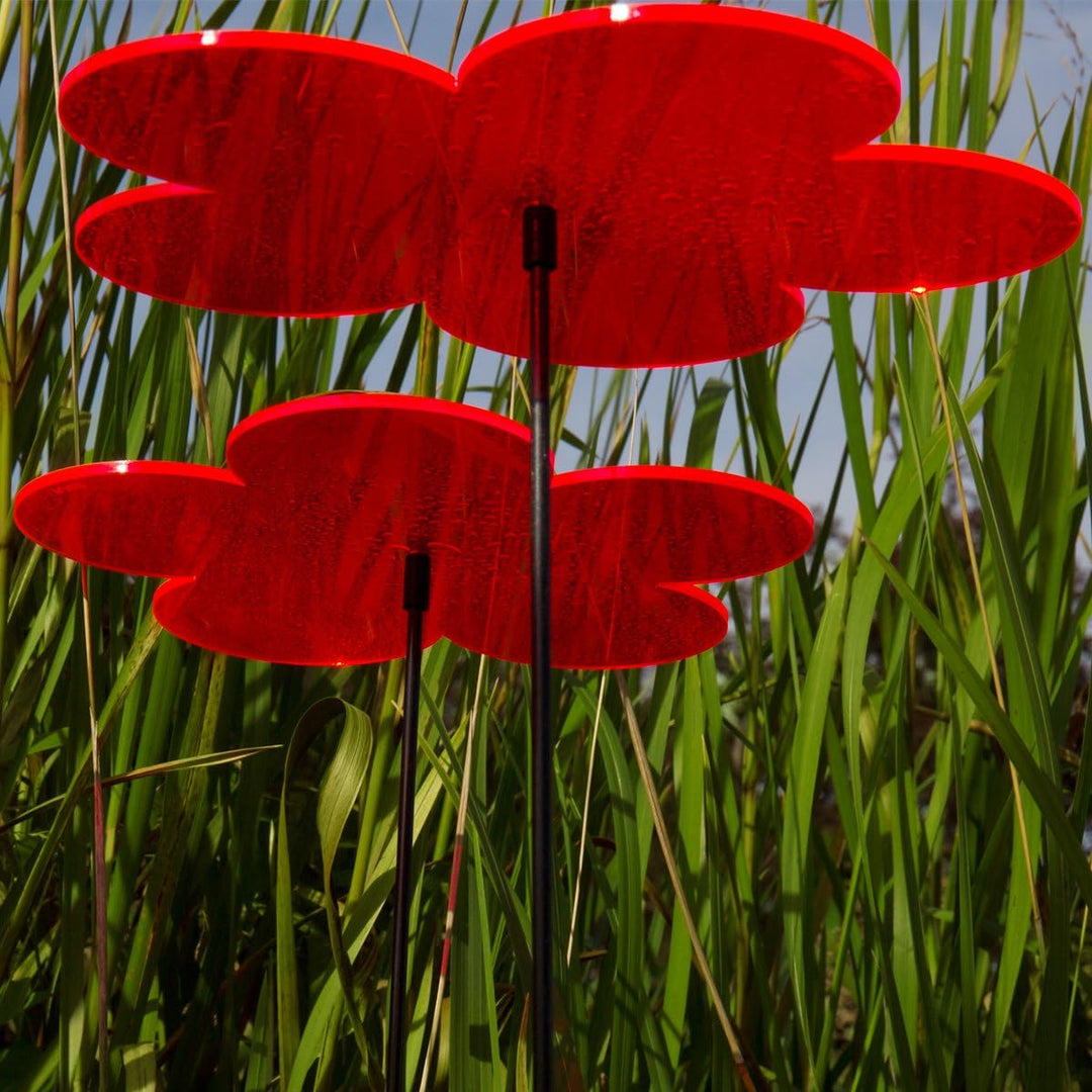 SUNPLAY "Sonnenfänger-Blumen 3er Set - Gelb, Grün, Rot - 3 Stück je 20 cm Durchmesser im Set + 70 cm