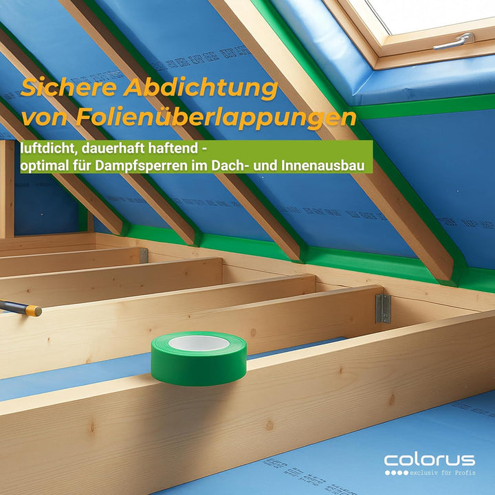 2 x Colorus Dampfsperrklebeband aggressiv klebend 50 mm x 25 m | Folienklebeband für Dampfbremse | D