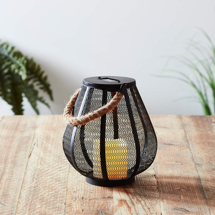 Lights4fun Solar Laterne schwarz Metall orientalisch 24cm, 24cm