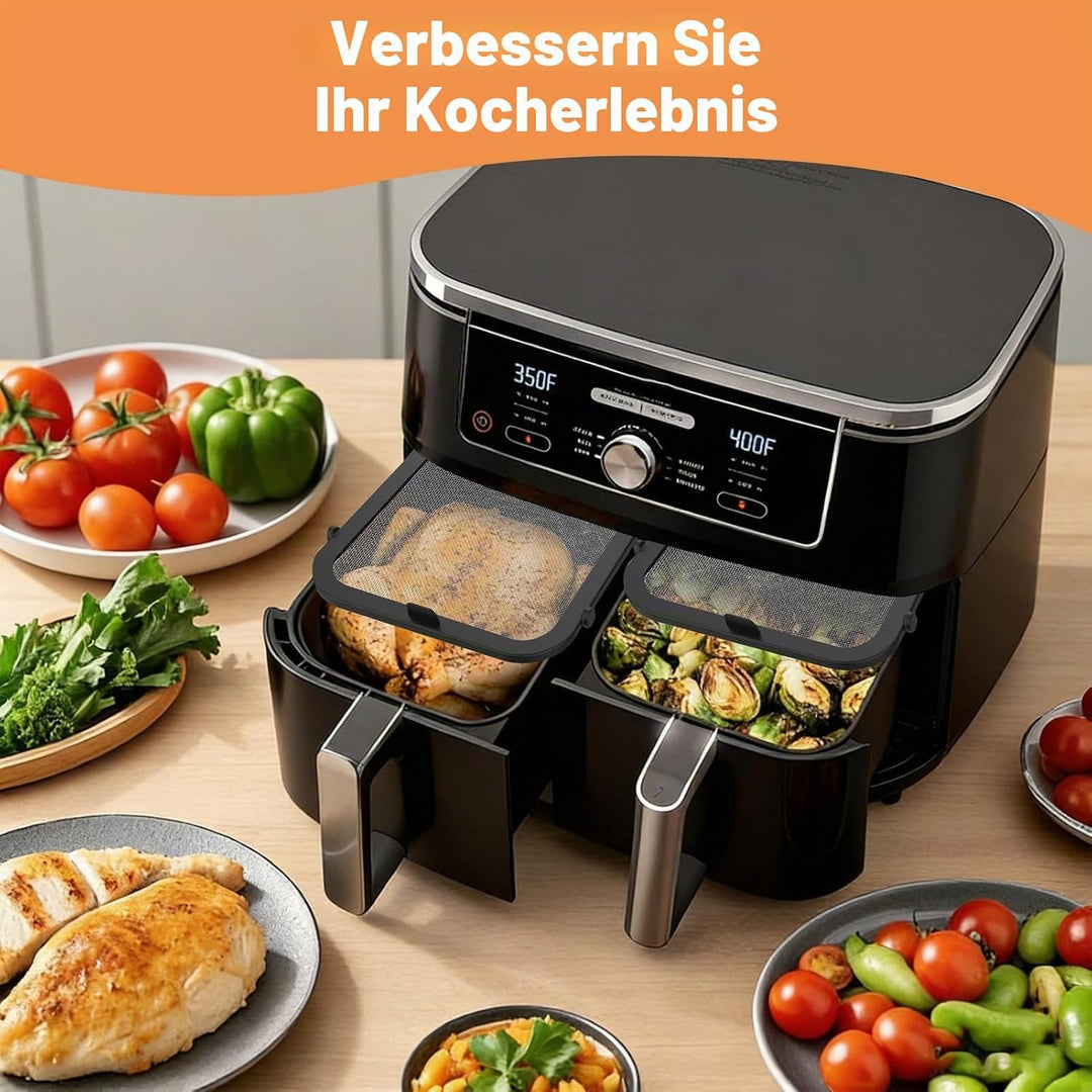2 Stück Edelstahl Spritzschutz für Ninja Foodi Max Dual Zone AF400EU & AF451EU Heissluftfritteuse, M