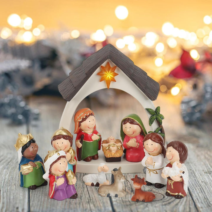 Weihnachtskrippe,Krippenfiguren Set für Oster,Oster-Auferstehungsszene-Set,Ostergeschenke Osterdekor