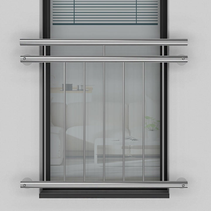 Edelstahl V2A Französischer Balkon Franz Geländer Stabgeländer Aussenbefestigung System (128 x 90 cm