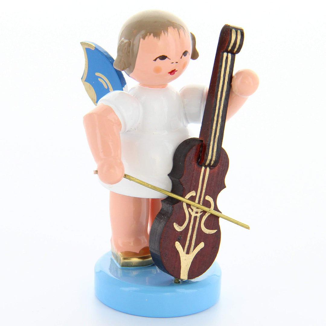Engel stehend mit Cello, blaue Flügel