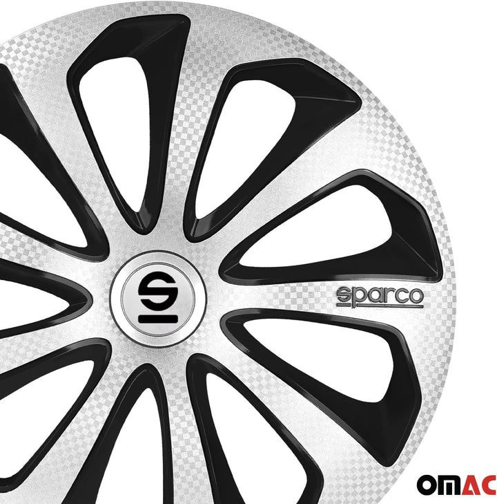 Satz Sparco Radzierblenden Sicilia 15-Zoll Silber/Schwarz/Karbon