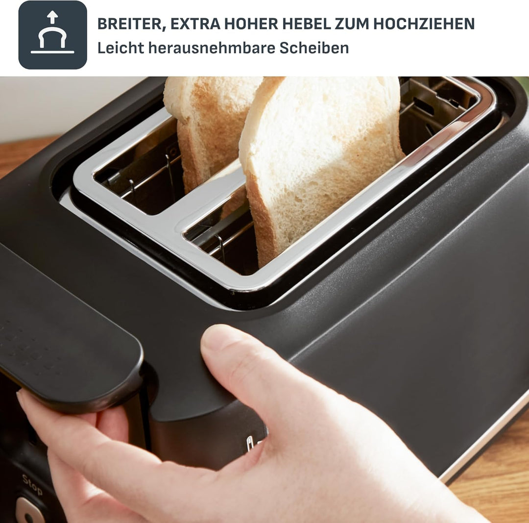 Tefal Toaster mit 2 Schlitzen, inkl. Magnetklammern, grosse Bedienelemente, 7 Bräunungsstufen, herau