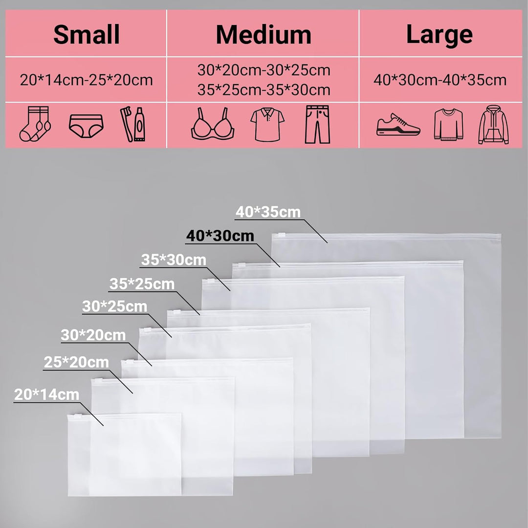 Zipper Beutel, 50 Stück 40 * 30cm Zip Beutel Kleidung, Zip Beutel Reise, Wiederverschliessbare Beute