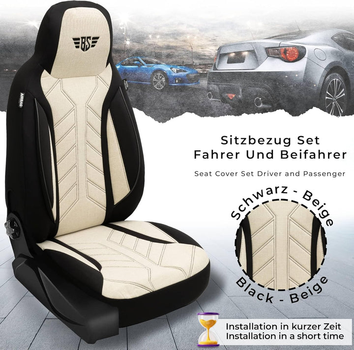BREMER SITZBEZÜGE Mass Sitzbezüge Schonbezüge für Subaru Outback 5 PLKT207 PLKT207 - Schwarz/Beige O