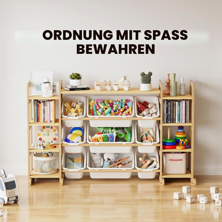 SpaceAid Grosser Spielzeug-Organizer, 9 Regale, 9 Behälter, Spielzeug-Organizer, Bücherregal, Kinder