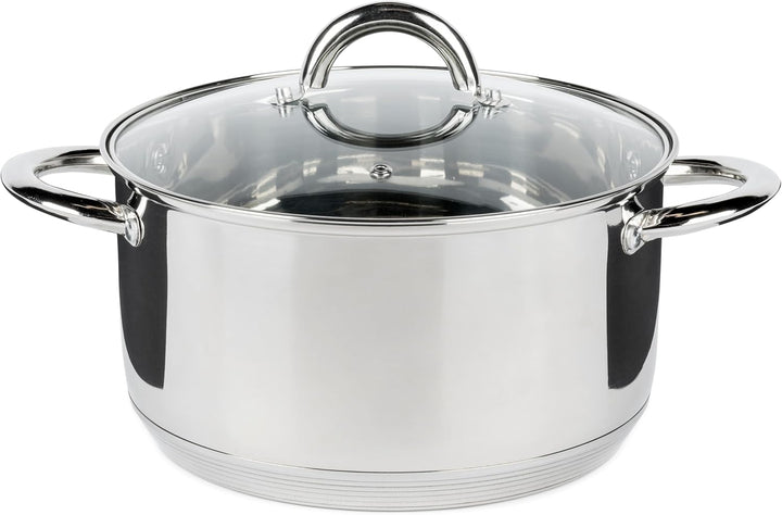 Edelstahl Kochtopf 18cm mit Glasdeckel Topf Suppentopf Universaltopf Induktion 2L