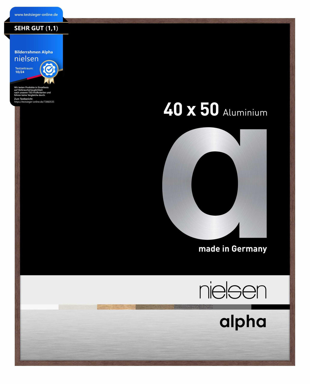 nielsen Aluminium Bilderrahmen Alpha, 40x50 cm, Wengé Hell Wengé Hell 40 x 50 cm, Wengé Hell 40 x 50