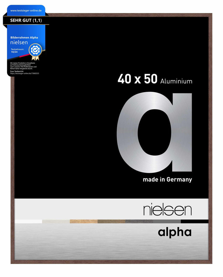 nielsen Aluminium Bilderrahmen Alpha, 40x50 cm, Wengé Hell Wengé Hell 40 x 50 cm, Wengé Hell 40 x 50