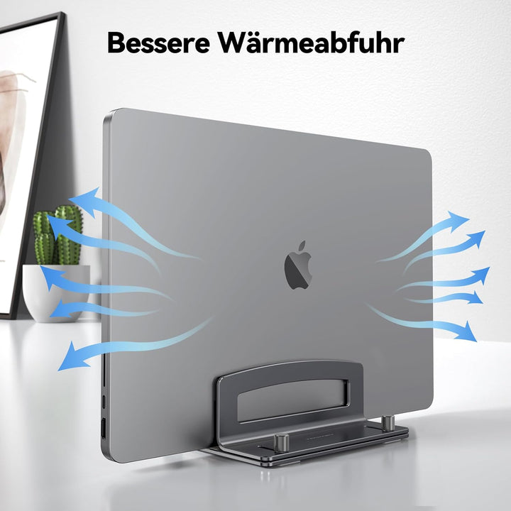 TECKNET Vertikaler Laptop Ständer aus Aluminium, Verstellbarer Laptop-Ständer, durchbrochenes Design