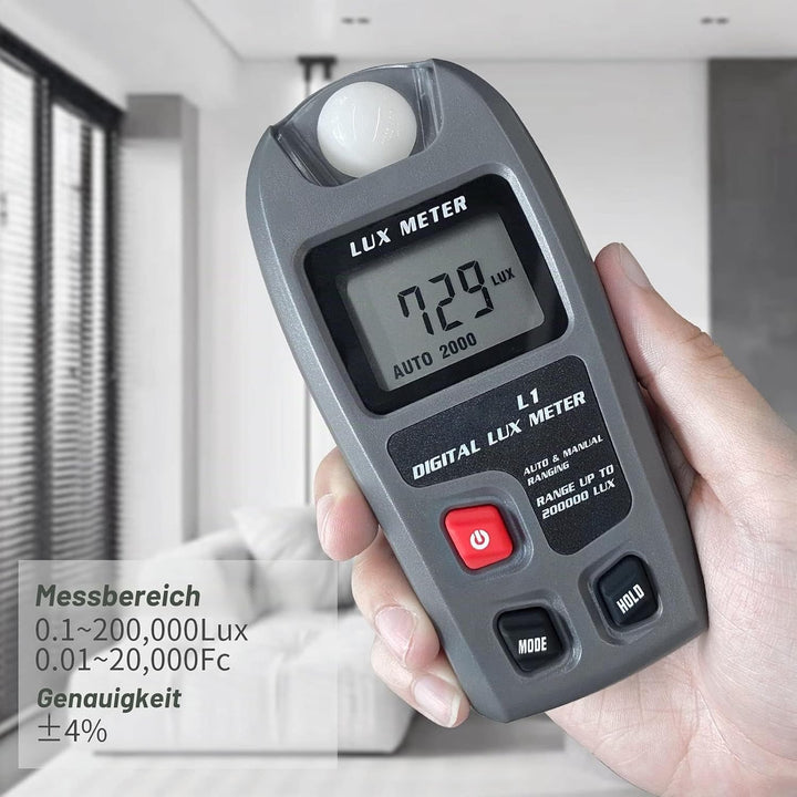 Digitales Luxmeter Lichtmessgerät Beleuchtungsstärkemesser Automatische Abschaltung LCD Display Hohe