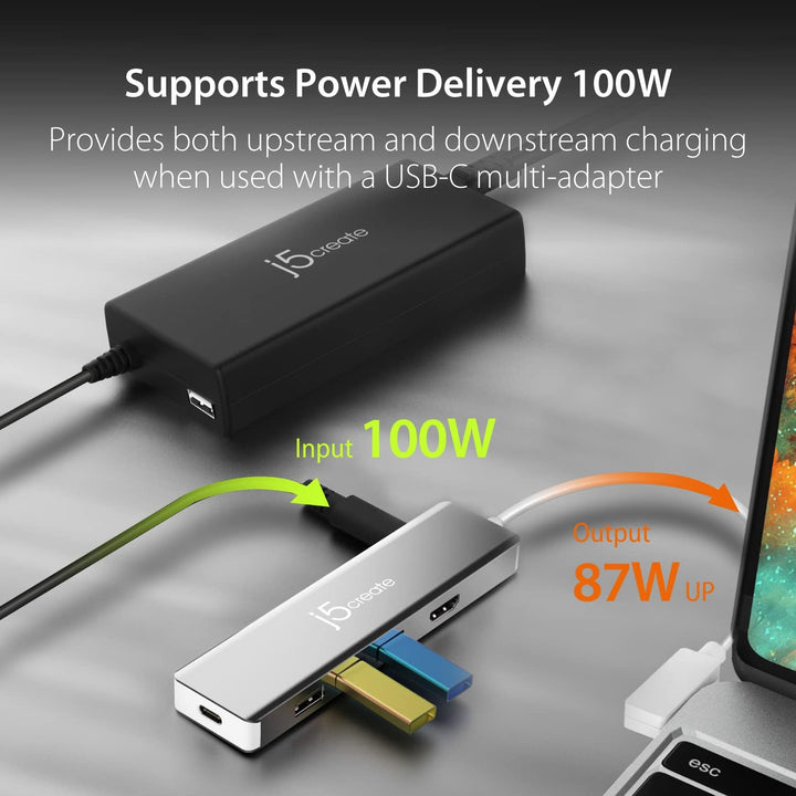 j5create USB Typ-c 100W PD Schnell-Ladegerät für MacBook Pro, Chromebook, Laptop, Notebook, Tablet,
