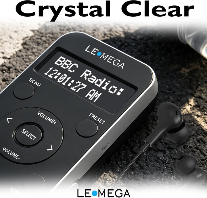 LEMEGA PR1L Taschen-DAB-Radio, FM-Radio, tragbares DAB+-Radio, inkl. Kopfhörer, wiederaufladbare Bat