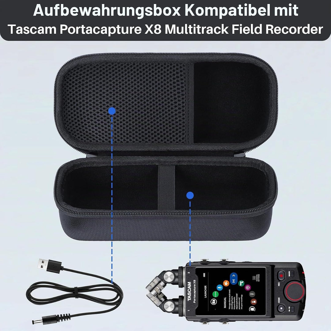 Hart Schutz Hülle Etui Tasche für Tascam Portacapture X8 Portabler Spur High Resolution Rekorder für