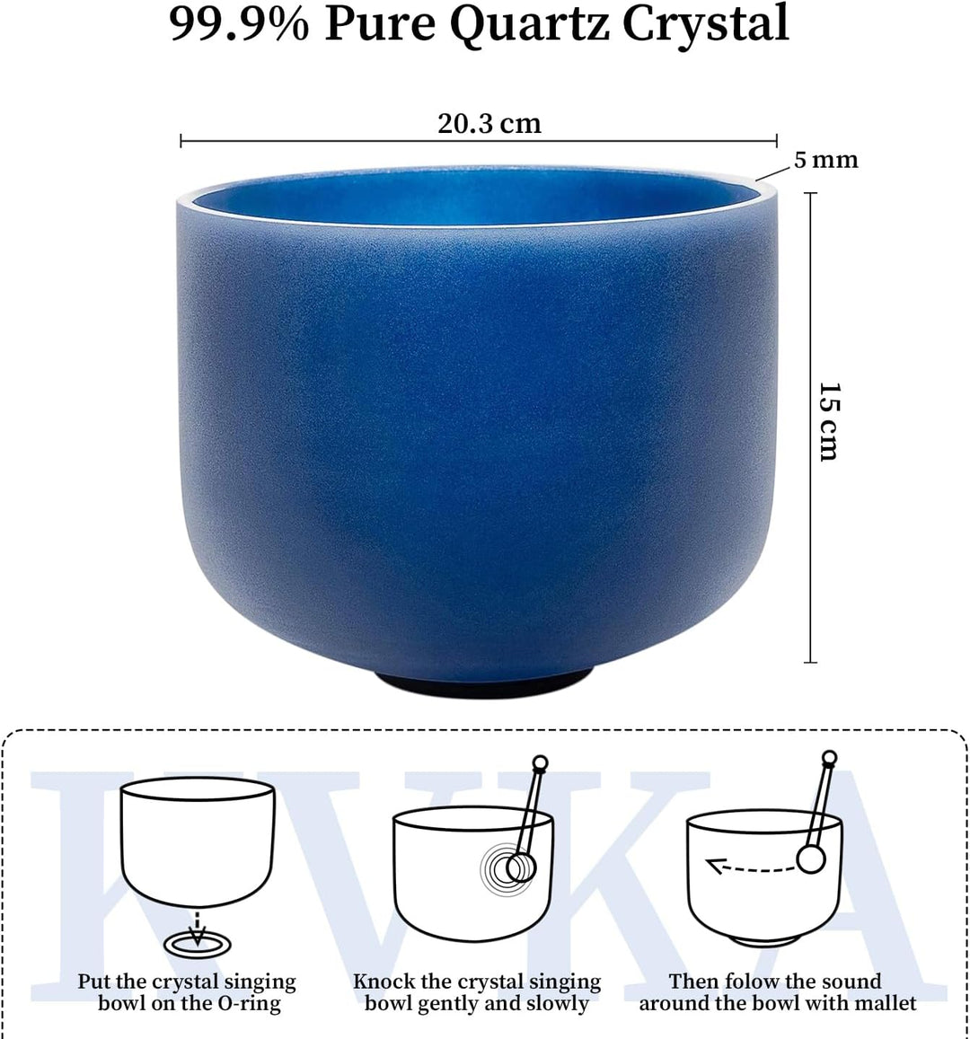 KVKA 20cm Klangschalen, 432Hz A note 8 inch Indigo Chakra Klangschale für Yoga Meditation Sound Heal