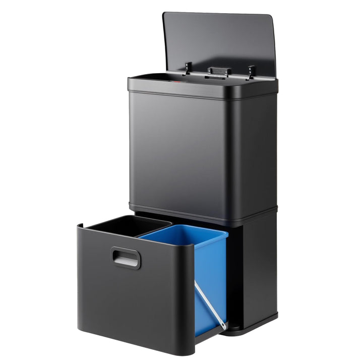 COSTWAY Mülleimer 3 Fächer, 56L Mülltrennsystem inkl. 2 ausnehmbaren Abfallbehältern, 2 x 10L + 36 L